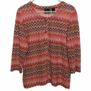 Nicaya Multicolored Zigzag Print See Though Top XL